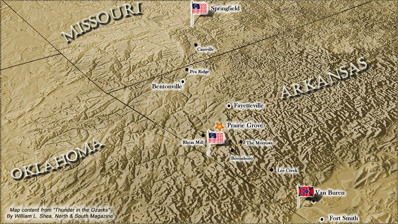 Map of the Union and Confederate troop movements the day before the battle.